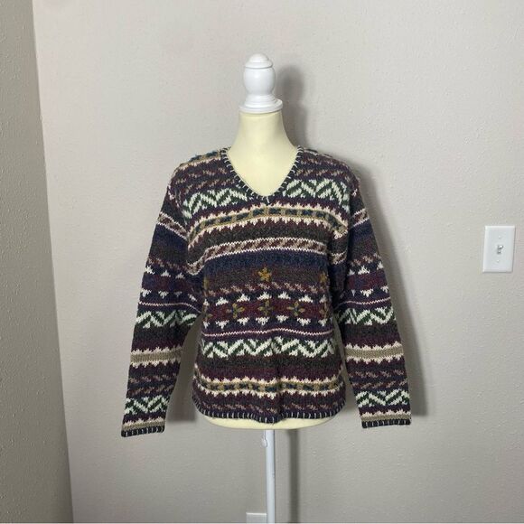 Vintage 80's-90's Studio Works Nordic Fair Isle Knit Wool Sweater Womens Size PS - Picture 6 of 14